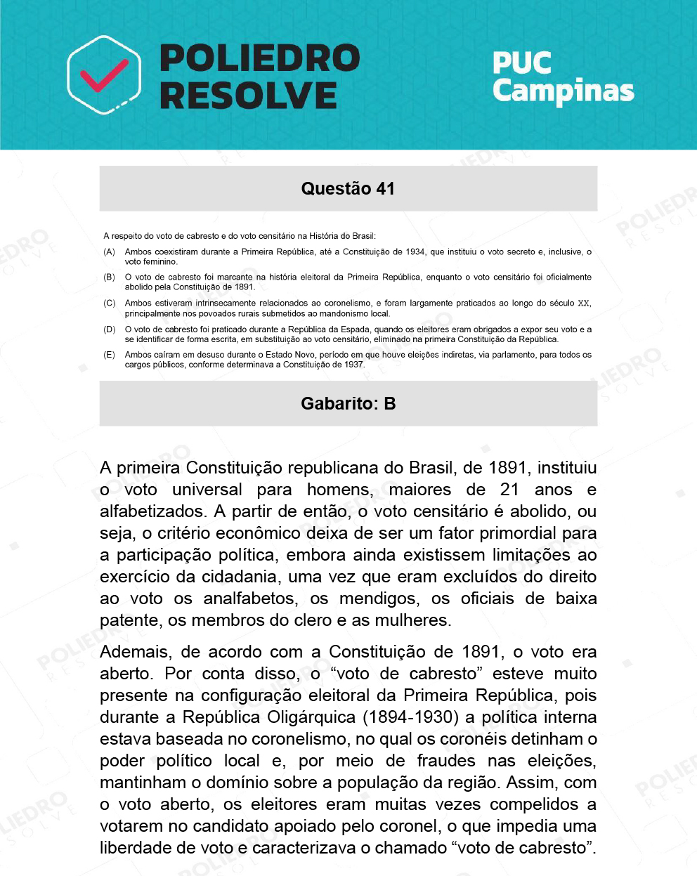 Questão 41 - Direito - PUC-Campinas 2022