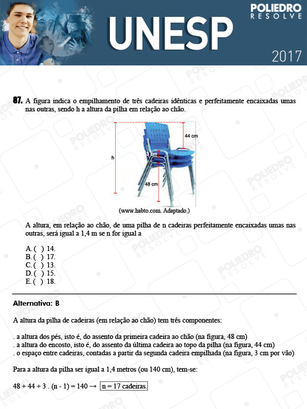 Questão 87 - 1ª Fase - UNESP 2017