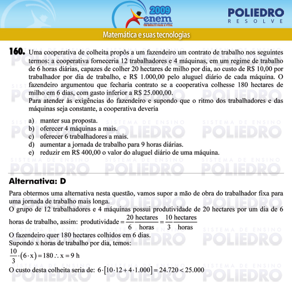 Questão 160 - Prova - ENEM 2009