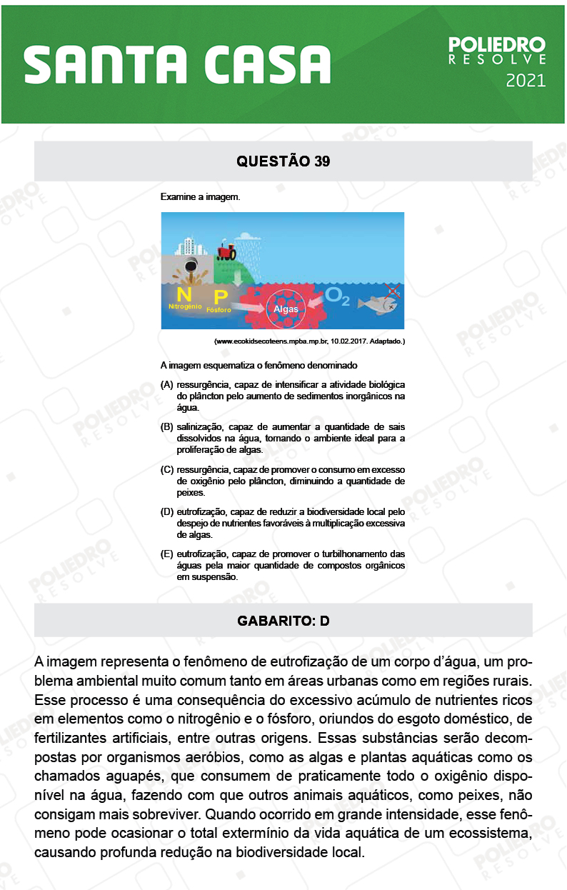 Questão 39 - 1º Dia - SANTA CASA 2021