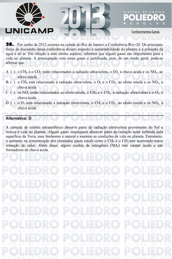 Questão 28 - 1ª Fase - UNICAMP 2013