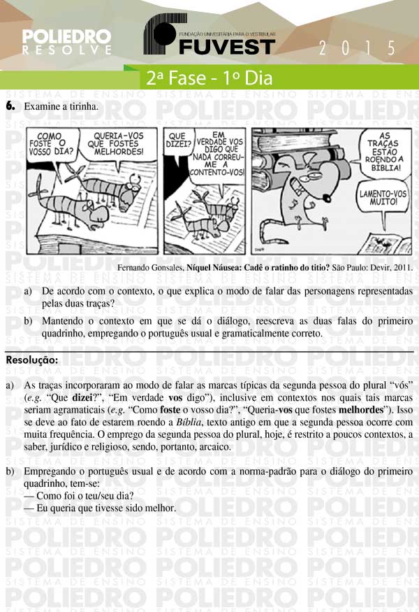 Dissertação 6 - 2ª Fase 1º Dia - FUVEST 2015