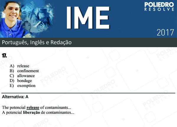 Questão 17 - Português e Inglês - IME 2017