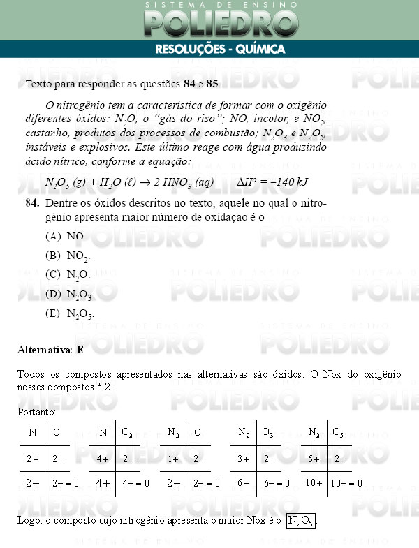 Questão 84 - Conhecimentos Gerais - UNIFESP 2009