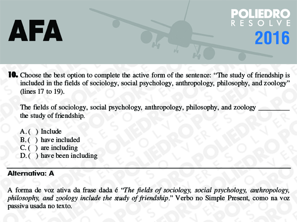 Questão 10 - Prova Modelo C - AFA 2016