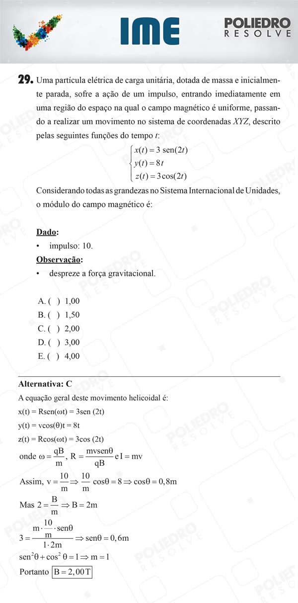 Questão 29 - 1ª Fase - IME 2018