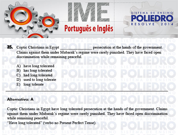 Questão 35 - Português e Inglês - IME 2014