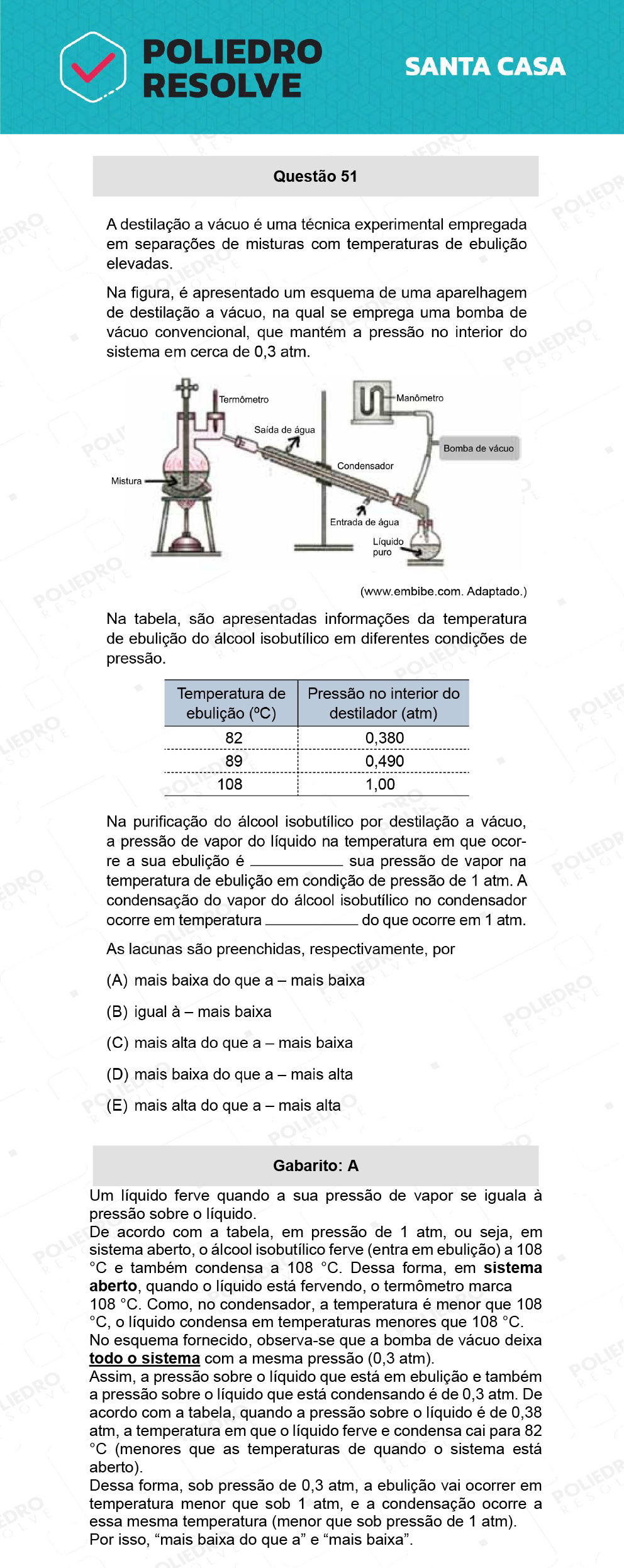 Questão 51 - 1º Dia - SANTA CASA 2022