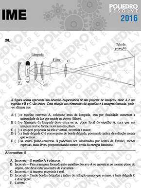 Questão 28 - Objetiva - 1ª Fase - IME 2016