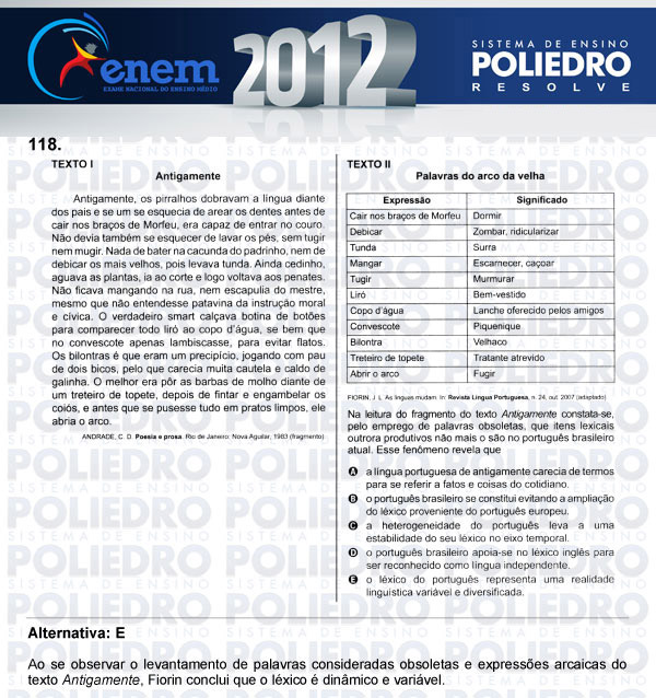 Questão 118 - Domingo (Prova rosa) - ENEM 2012