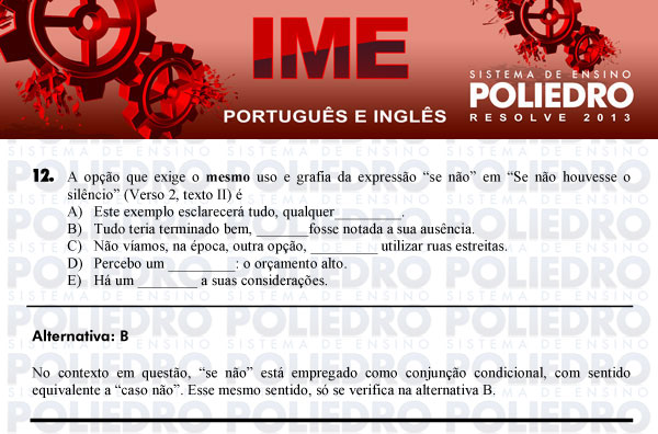 Questão 12 - Português e Inglês - IME 2013