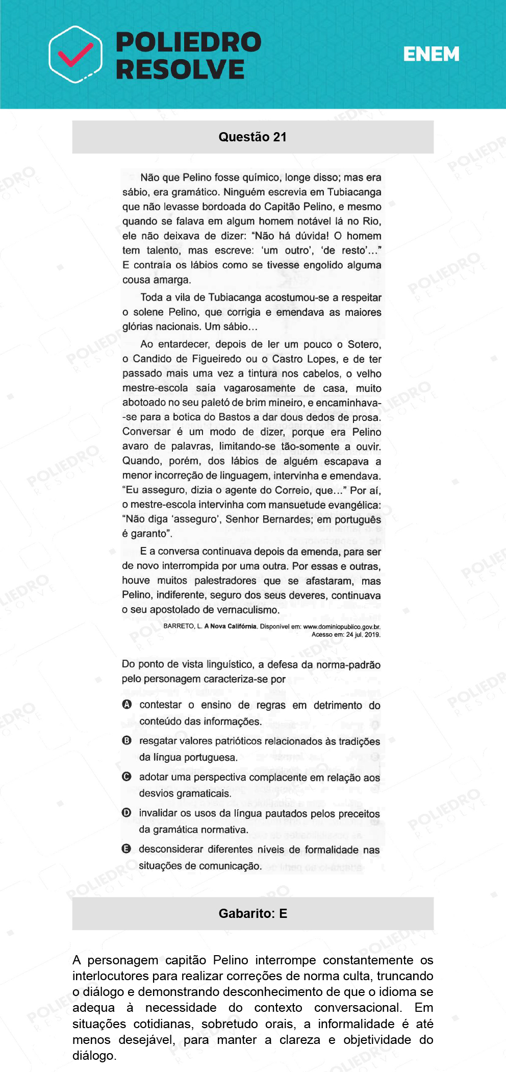 Questão 21 - 1º Dia - Prova Branca - ENEM 2021