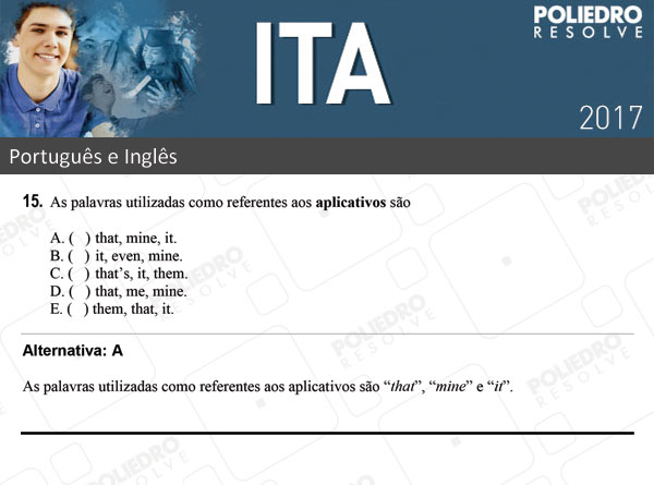 Questão 15 - Português e Inglês - ITA 2017