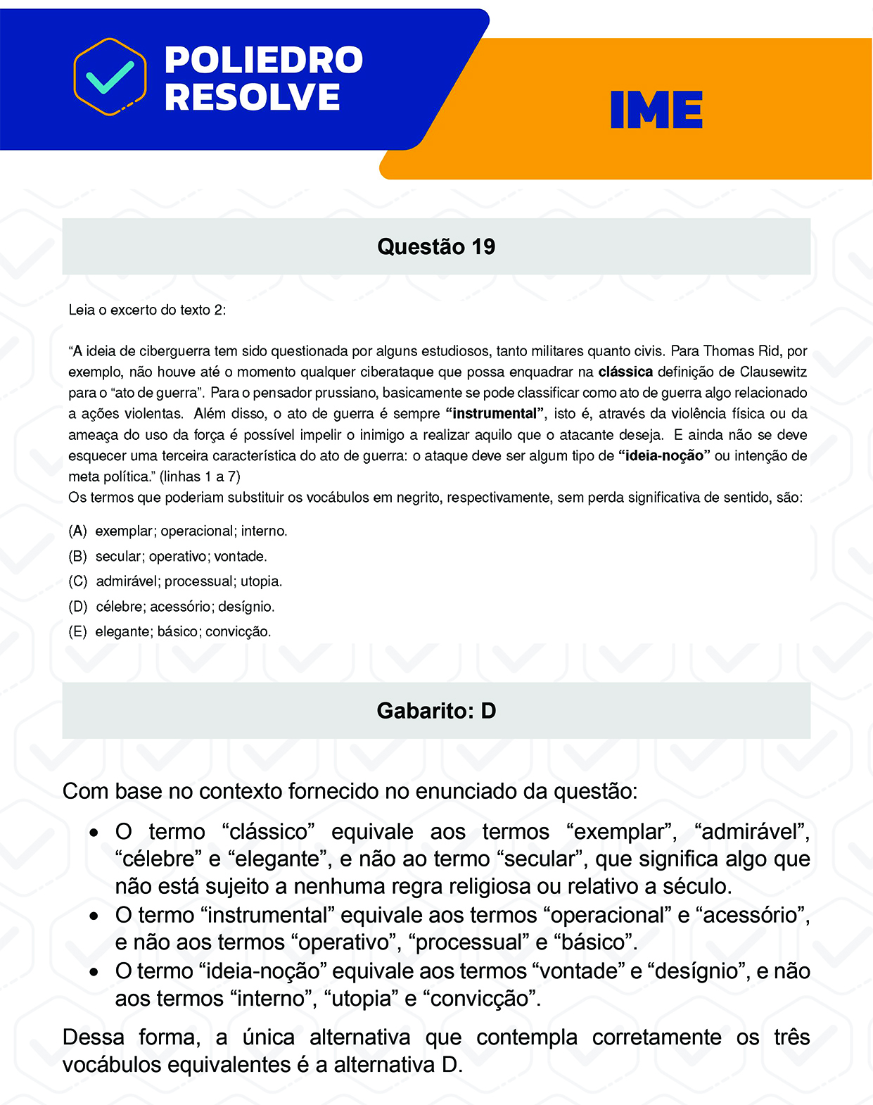 Questão 19 - 2ª Fase - Português/Inglês - IME 2023