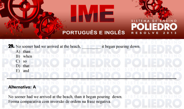 Questão 29 - Português e Inglês - IME 2013