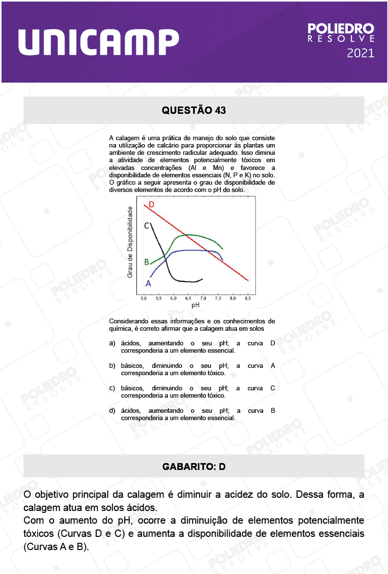 Questão 43 - 1ª Fase - 1º Dia - E e G - UNICAMP 2021