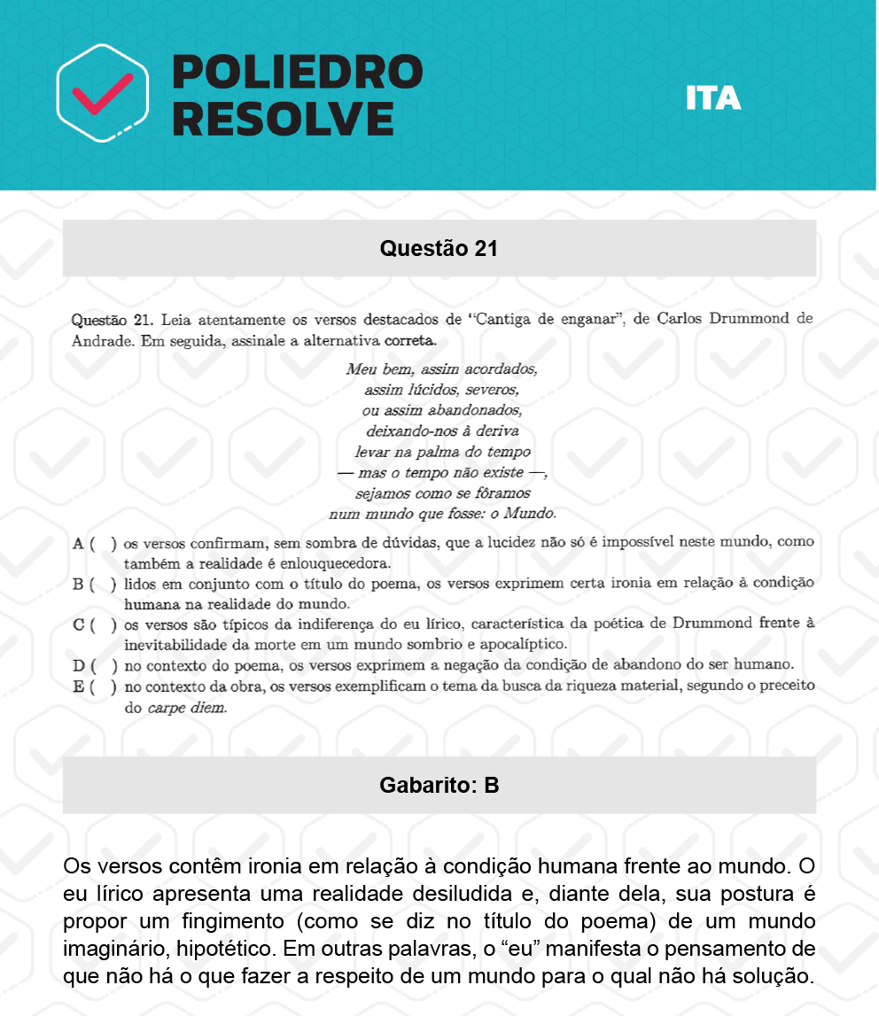 Questão 21 - 1ª Fase - ITA 2023