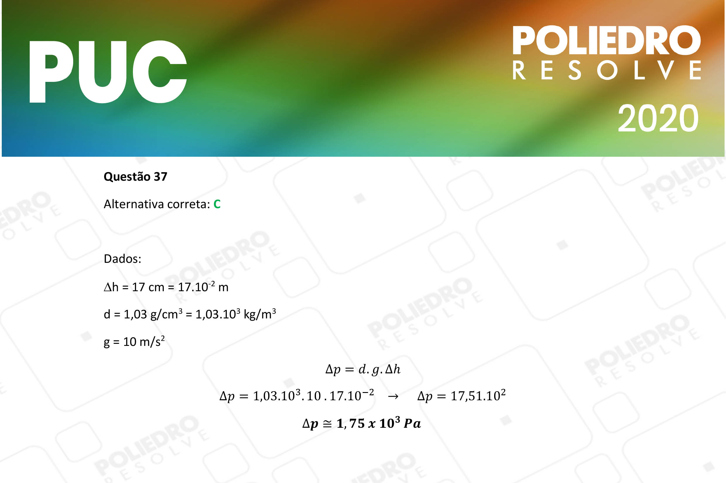 Questão 37 - 1ª Fase - PUC-Campinas 2020