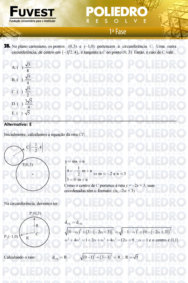 Questão 28 - 1ª Fase - FUVEST 2011