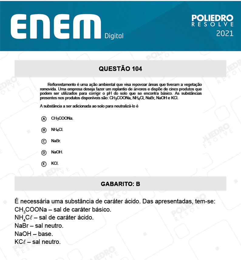 Questão 104 - 2º Dia - Prova Rosa - ENEM DIGITAL 2020