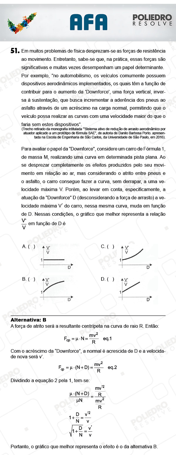 Questão 51 - Prova Modelo A - AFA 2018