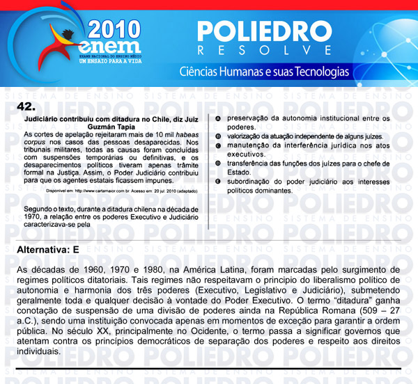 Questão 42 - Sábado (Prova azul) - ENEM 2010