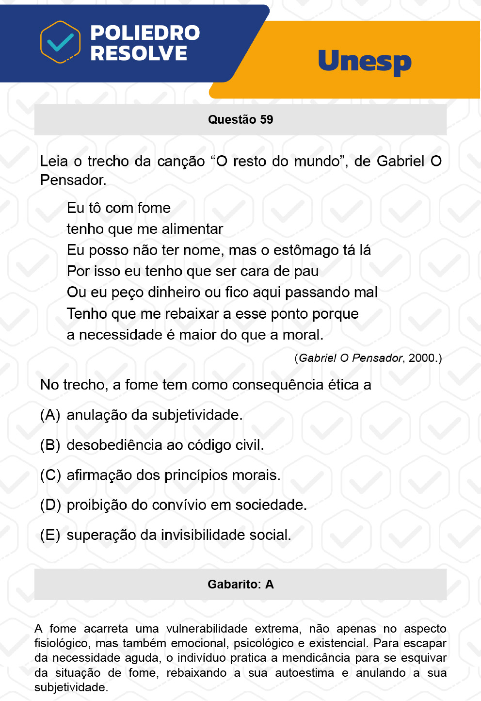 Questão 59 - 1ª Fase - UNESP 2023