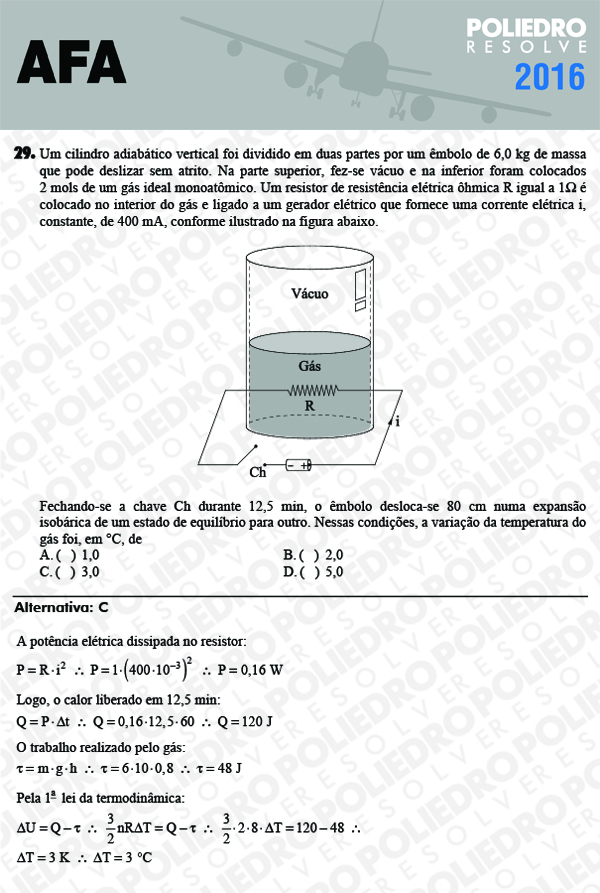 Questão 29 - Prova Modelo C - AFA 2016