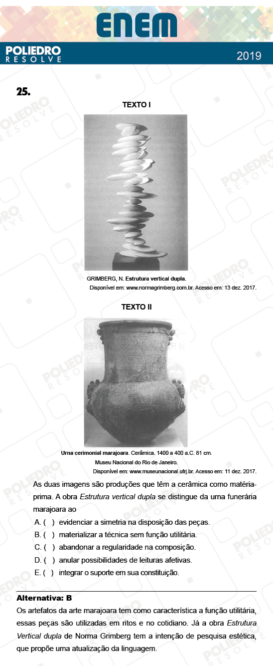 Questão 25 - 1º Dia - Prova AMARELA - ENEM 2018