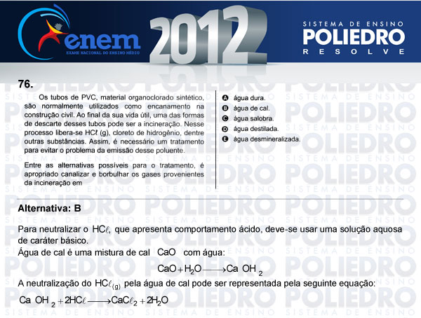 Questão 76 - Sábado (Prova azul) - ENEM 2012