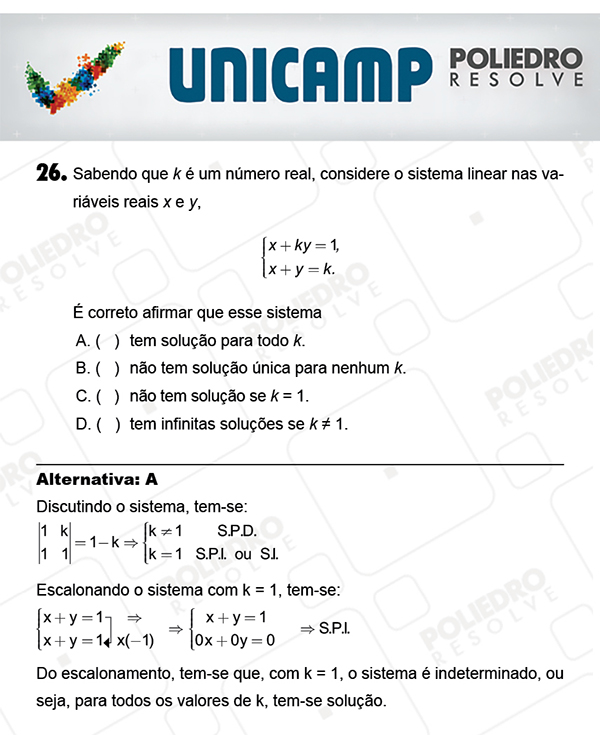 Questão 26 - 1ª Fase - PROVA Q - UNICAMP 2018