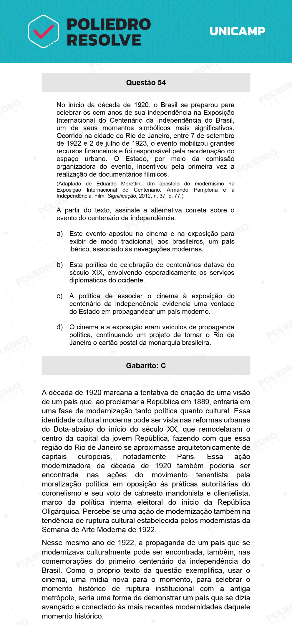 Questão 54 - 1ª Fase - 1º Dia - Q e X - UNICAMP 2022