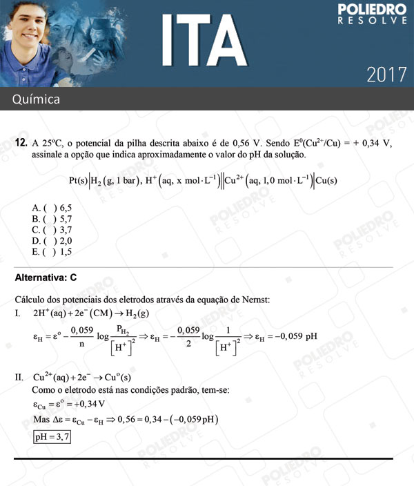 Questão 12 - Química - ITA 2017