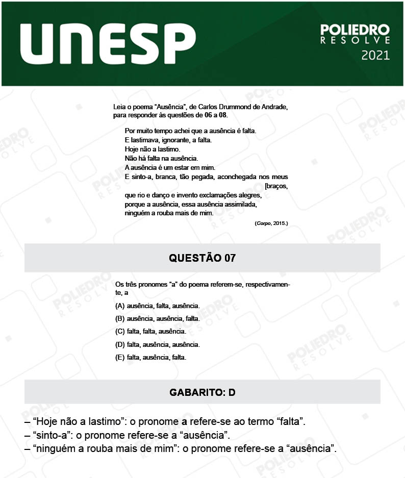 Questão 7 - 2ª Fase - UNESP 2021