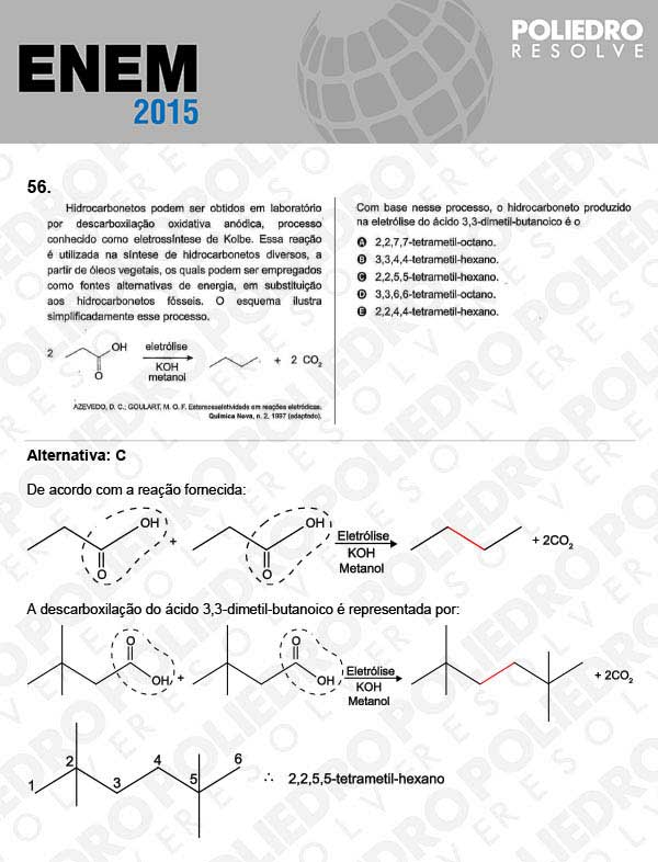 Questão 56 - Sábado (Prova Branca) - ENEM 2015