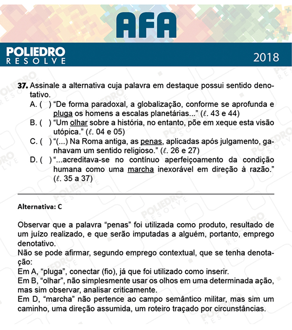 Questão 37 - Prova Modelo B - AFA 2019