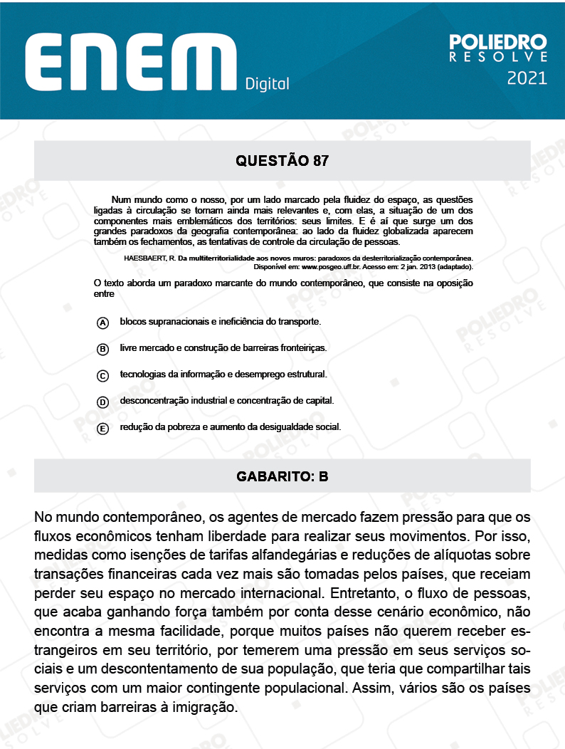 Questão 87 - 1º Dia - Prova Rosa - Espanhol - ENEM DIGITAL 2020