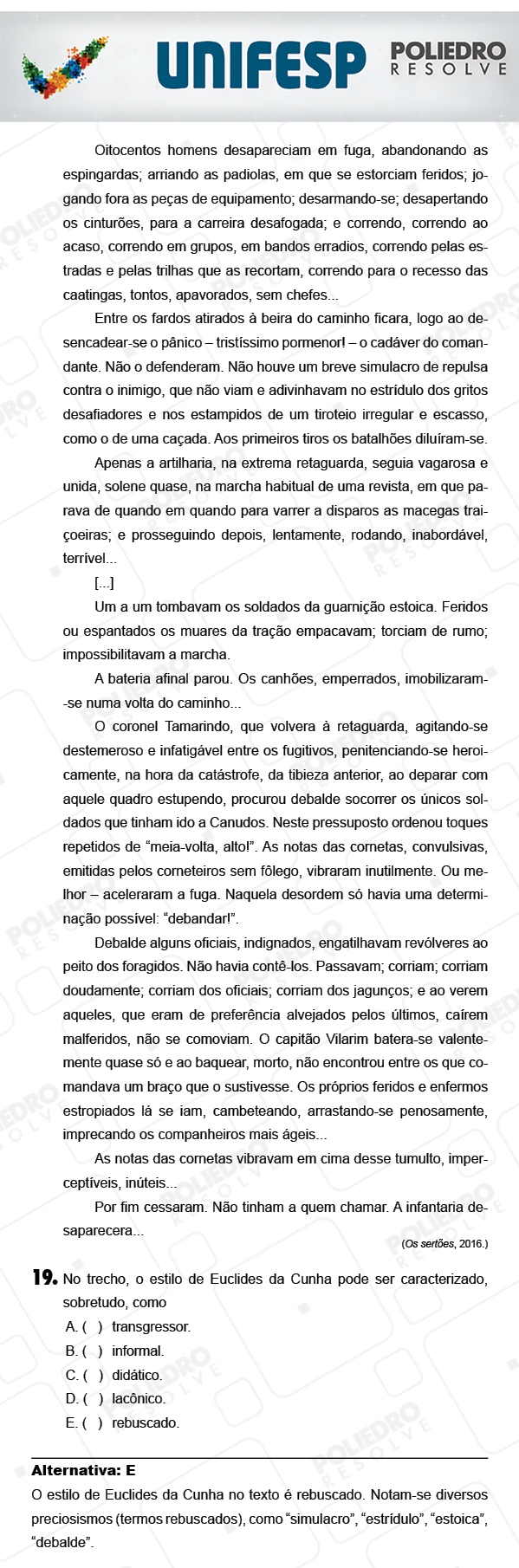 Questão 19 - 1º Dia - UNIFESP 2018