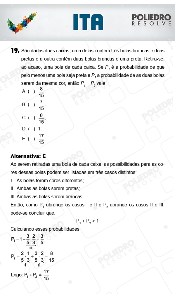 Questão 19 - Matemática - ITA 2018