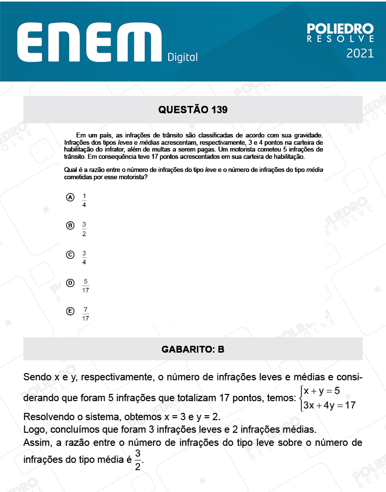 Questão 139 - 2º Dia - Prova Amarela - ENEM DIGITAL 2020