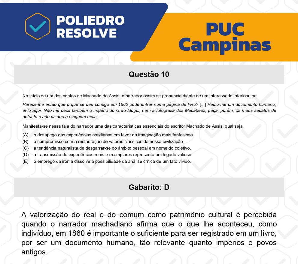 Questão 10 - Prova Geral e Medicina - PUC-Campinas 2023