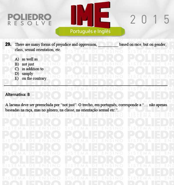 Questão 29 - Português e Inglês - IME 2015