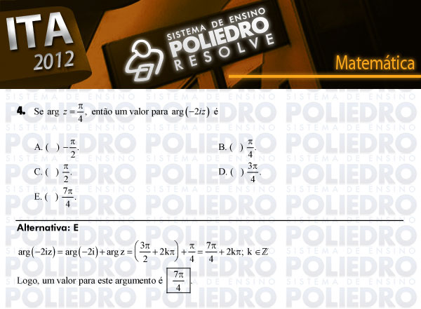 Questão 4 - Matemática - ITA 2012