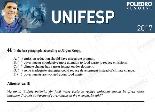 Questão 44 - 1º dia - UNIFESP 2017