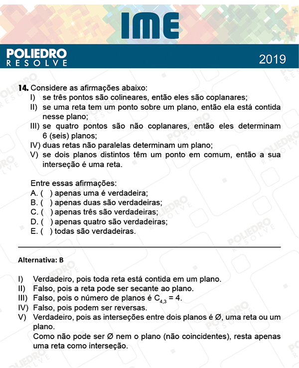 Questão 14 - 1ª Fase - IME 2019