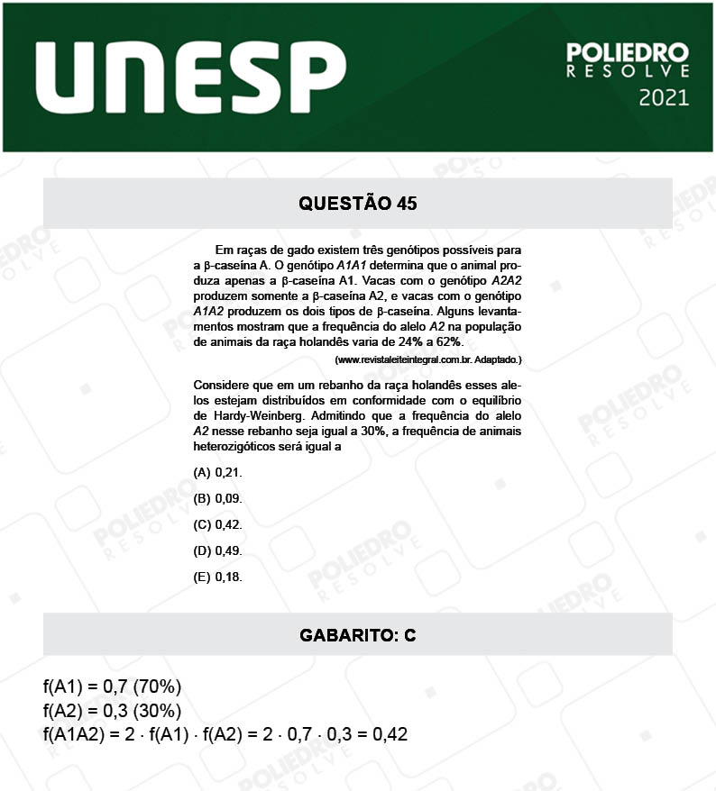 Questão 45 - 2ª Fase - UNESP 2021