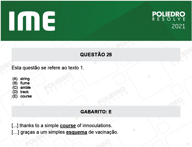 Questão 28 - 2ª Fase - Português/Inglês - IME 2021