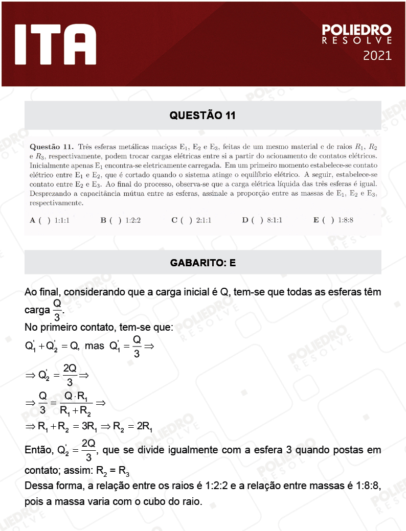 Questão 11 - 1ª Fase - ITA 2021