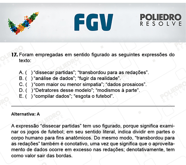 Questão 17 - Objetivas - FGV 2018