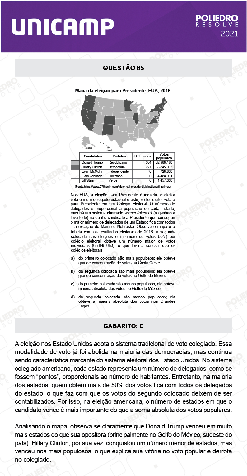 Questão 65 - 1ª Fase - 2º Dia - Q e Z - UNICAMP 2021